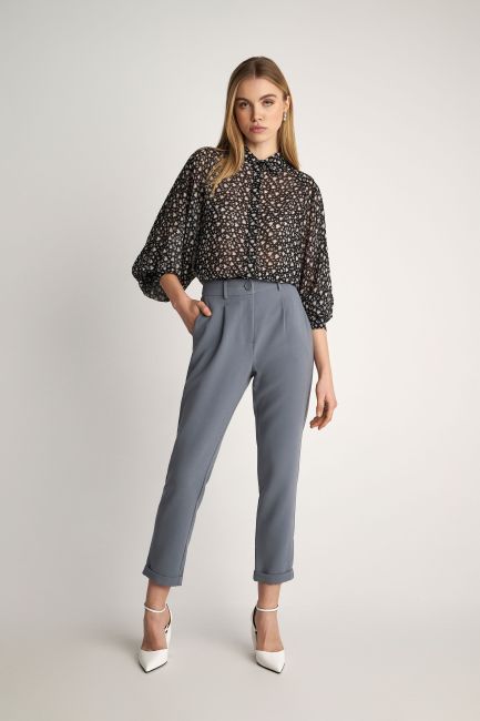 Παντελόνι formal με ρεβέρ - Greyblue