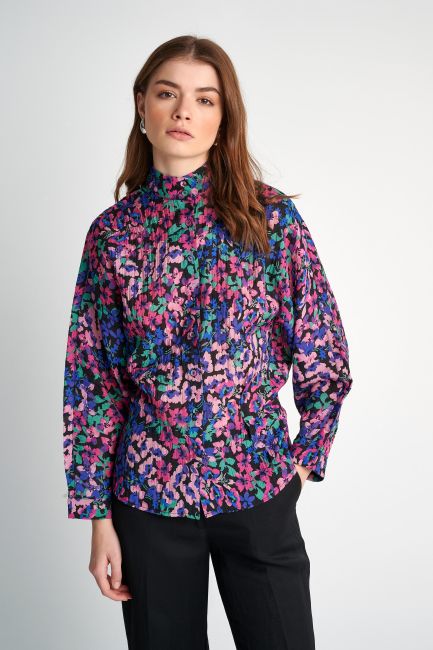 Elastic-waist floral shirt - Multicolor