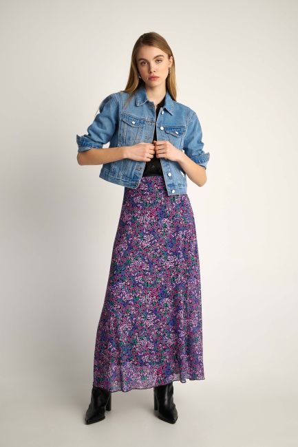 Maxi floral tulle skirt - Multicolor