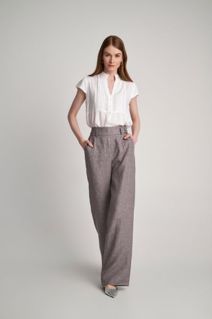 Παντελόνι λινό ελαστική μέση - Grey