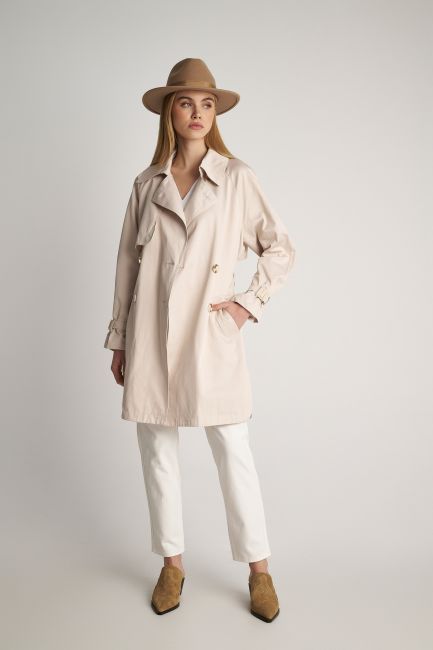 Double-breasted buttoned trench coat - Vanilla