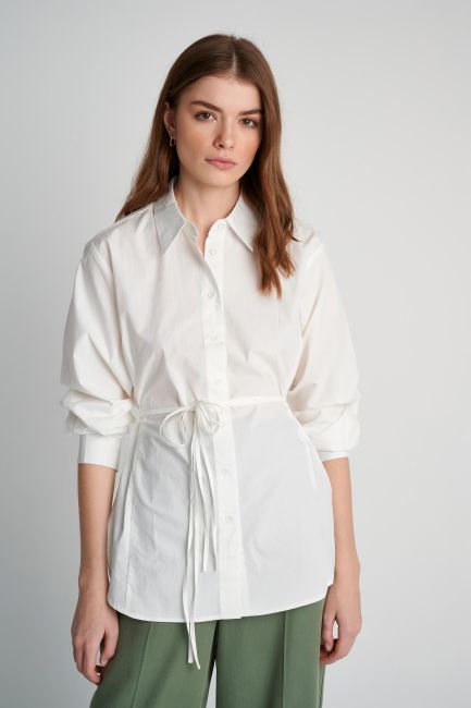 Self-tie maxi shirt - White