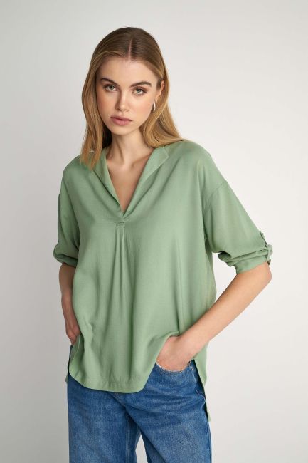 Roll-up sleeve tunic - Mint