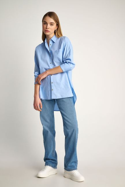 Ασύμμετρο πουκάμισο με τσέπη - Light blue