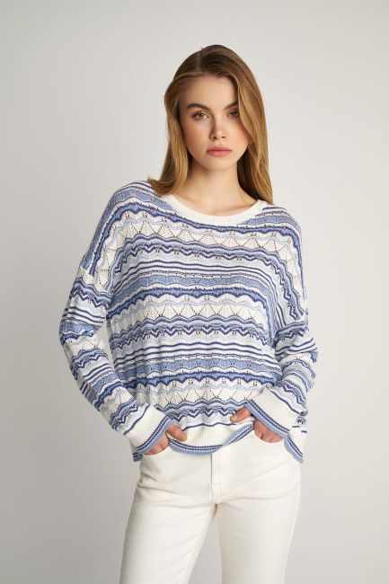 Jacquard knit blouse - Multicolor