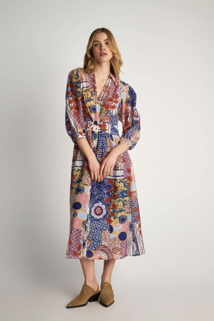 Φόρεμα midi patchwork - Multicolor