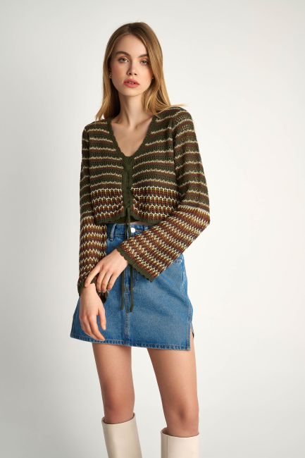 Knitted shirred-detail blouse - Multicolor
