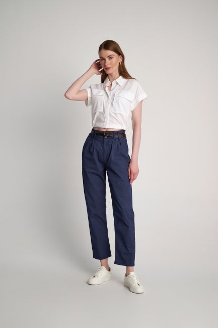 Belted chino trousers - Blue