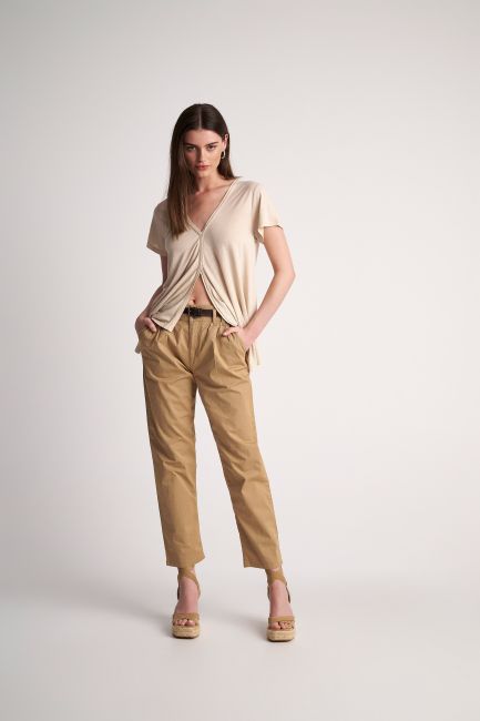 Belted chino trousers - Beige