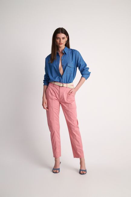 Παντελόνι με πλεκτή ζώνη - Pink