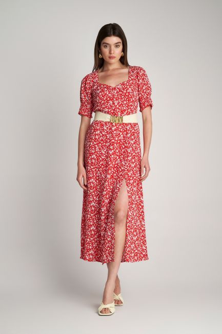 Sweetheart floral dress - Red