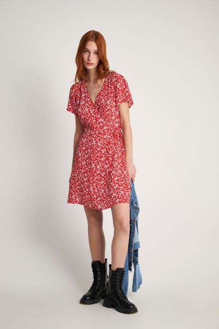 Floral wrap dress - Red