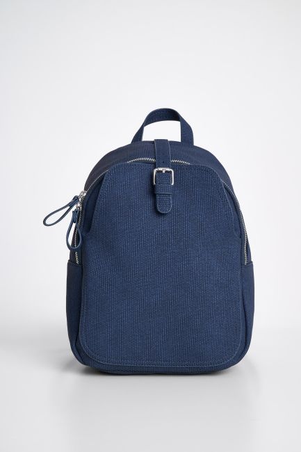 Textured leatherette backpack - Blue