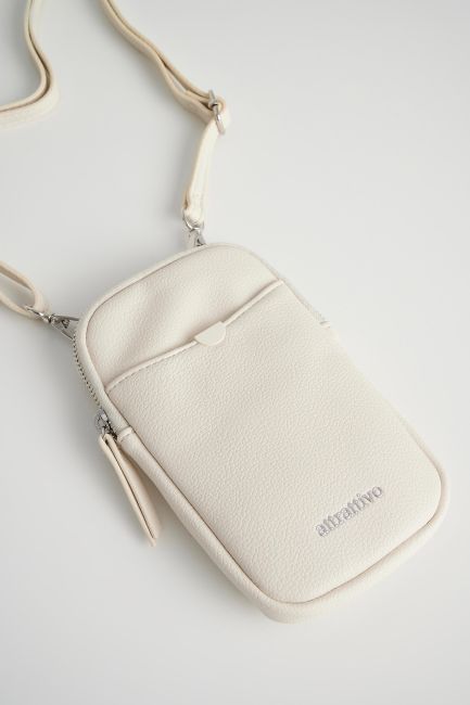 Leatherette mobile phone bag - Off white