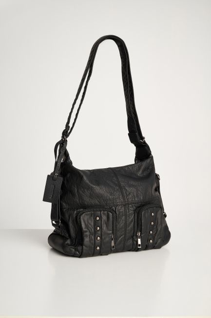 Leatherette shoulder bag - Black