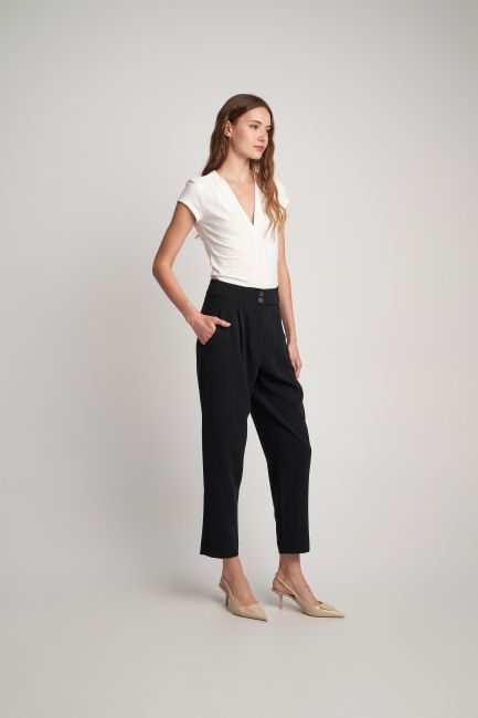 Monochrome pleated trousers - Black