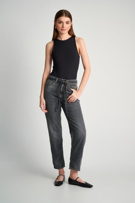 Washed-effect mom jeans - Grey