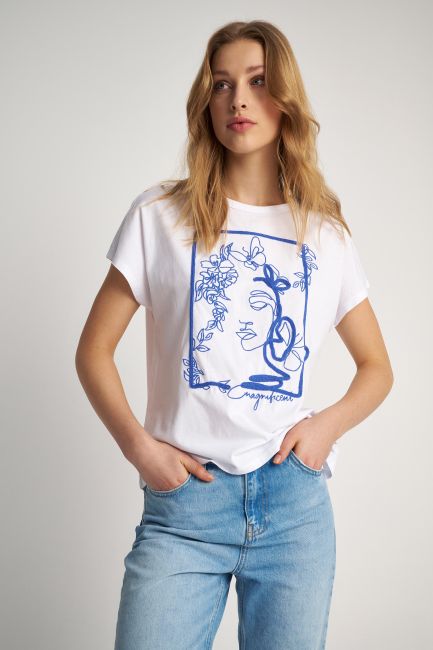 T-shirt με κορδονέ τύπωμα - White