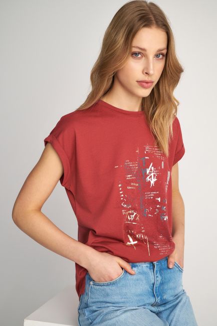 Graphic-print t-shirt - Rust