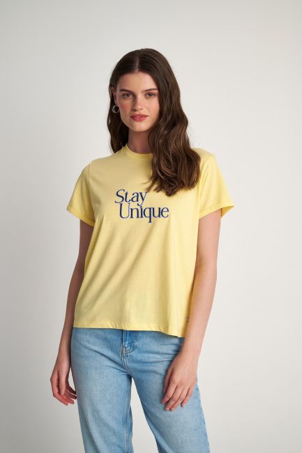 Embossed-print T-shirt - Yellow