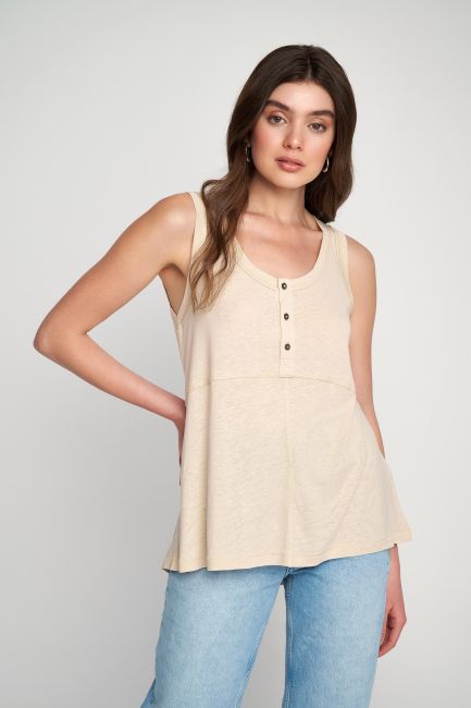 Seam-detail sleeveless blouse - Natural