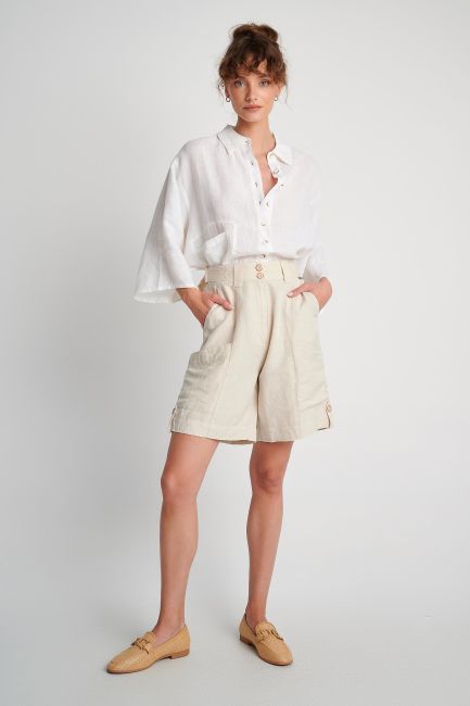Multi-pocket bermuda shorts - Natural