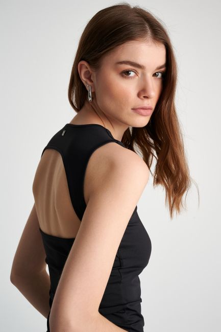 Open-back sleeveless blouse - Black
