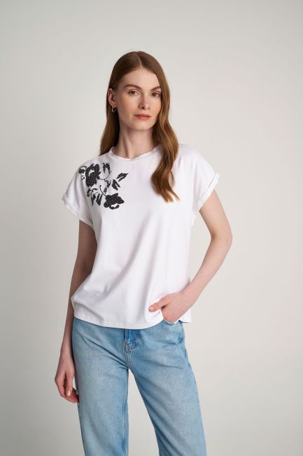 Decorative print blouse - White