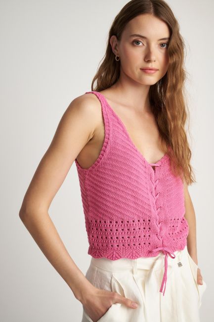 Strappy knit blouse - Rose