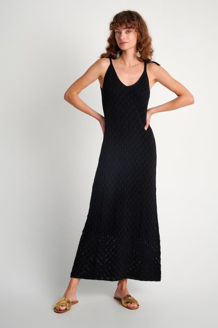Φόρεμα πλεκτό με δετές τιράντες - Black