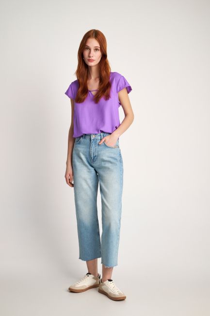 Short-sleeve top in monochrome - Lilac
