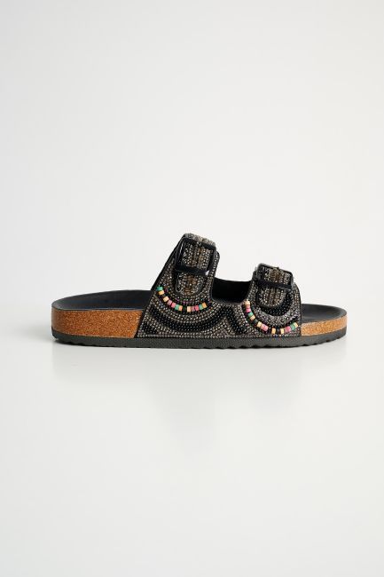 Embellished flatform sandals - Black